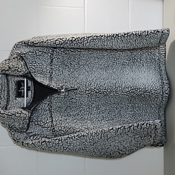Quarter Zip Warm Soft Chunky Fleece Sweatshirt Pull over Grey & Black Over sized - Picture 9 of 9